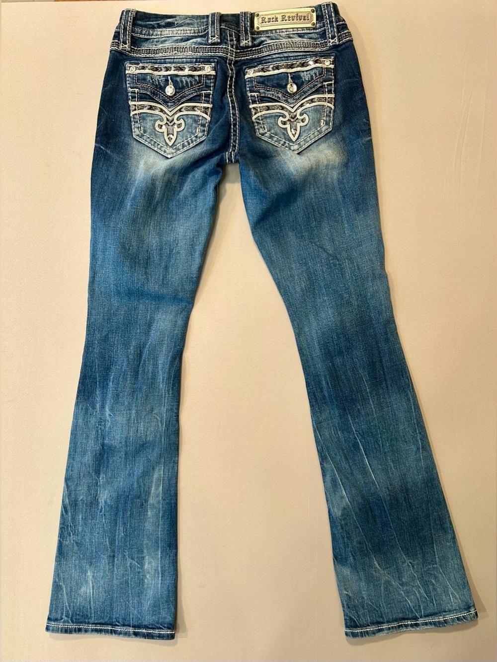 Rock Revival Shaina Bootcut Jean Embellished Flap Pocket Y2K Festival Cowgirl 28 - Picture 6 of 10